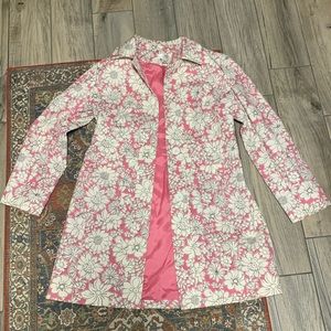 Beautiful, like new pink & white floral Ann Taylor Loft peacoat. Great condition